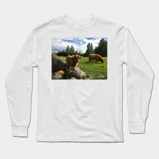 Scottish Highland Cattle Calf and Cow 1769 Long Sleeve T-Shirt